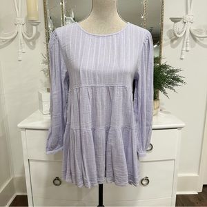 American Eagle Peasant Layered Lilac Top Boho Tiered Tunic Pastel Sz S Babydoll